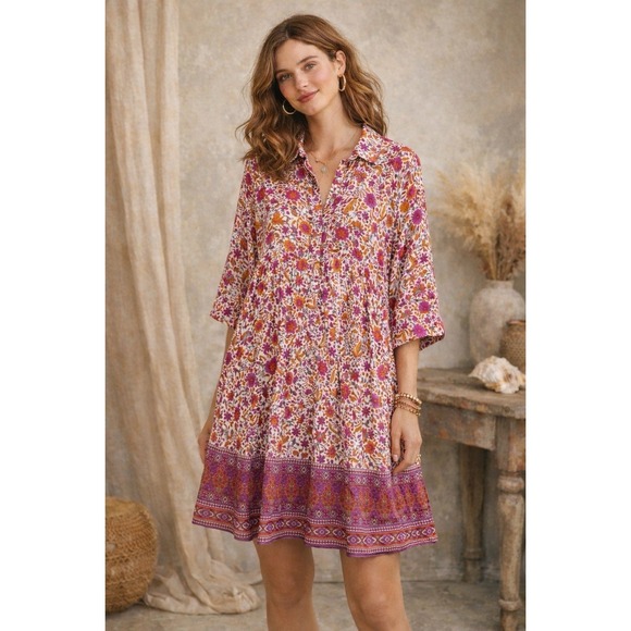 NATURAL LIFE Dresses & Skirts - Natural Life Dress Sz 2X Becca Cottagecore Boho Festival Pockets Button XXL